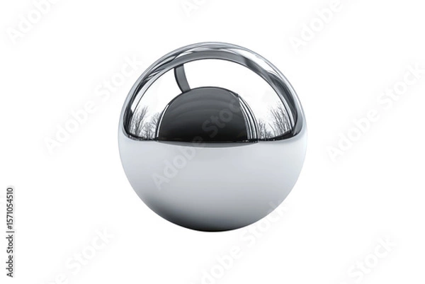 Fototapeta Chrome sphere orb reflecting light minimalism abstract art object still life product rendering on transparent background