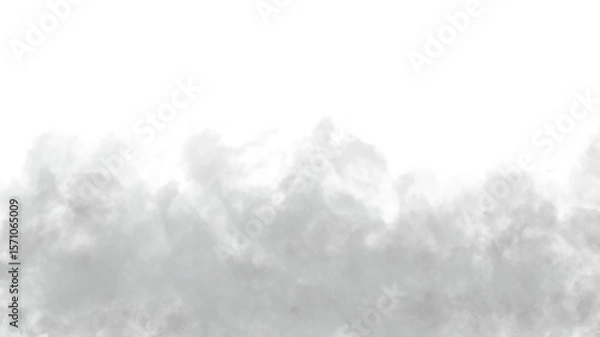 Obraz White grey black smoke cloud transparent PNG. Realistic smoky mist texture. Foggy haze vapor trail. Soft dense smog effect. Wispy steam puff. Air pollution dust particle overlay element