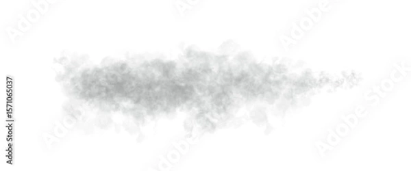 Obraz White grey black smoke cloud transparent PNG. Realistic smoky mist texture. Foggy haze vapor trail. Soft dense smog effect. Wispy steam puff. Air pollution dust particle overlay element