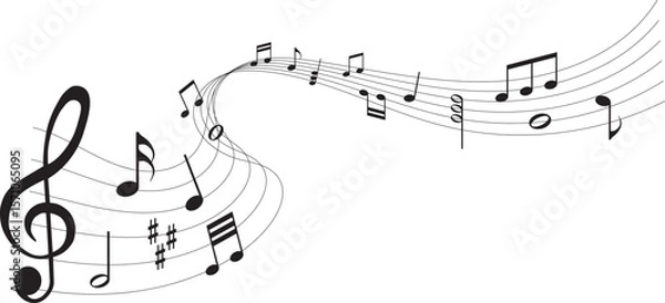Fototapeta vector illustration of sheet music - musical notes melody	