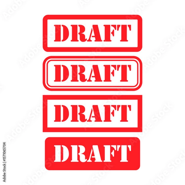 Obraz Set of Draft stamp symbol, label sticker sign button, text banner vector illustration .