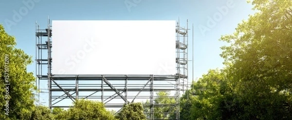Fototapeta The empty billboard ready for advertising in a vibrant natural setting.