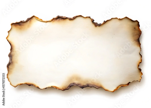 Obraz Realistic Burnt paper edge isolated on white background, PNG
