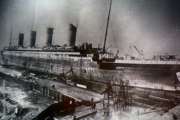 Fototapeta Titanic na starym zdjęciu, Belfast, Irlandia Północna