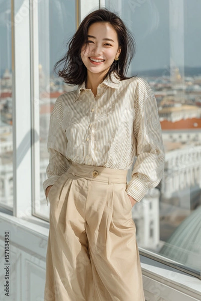 Fototapeta 셔츠 패션의 한국 여성