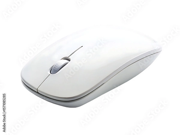 Obraz white wireless mouse isolated on white background, PNG