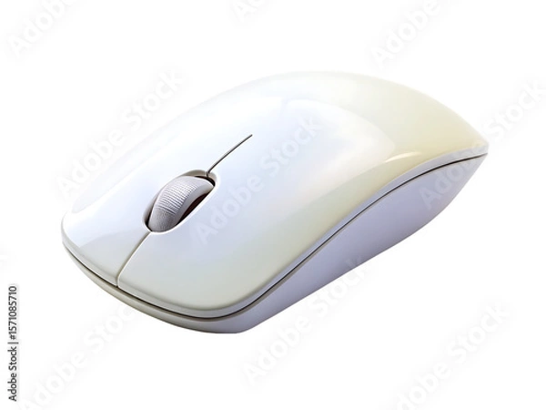 Obraz white wireless mouse isolated on white background, PNG