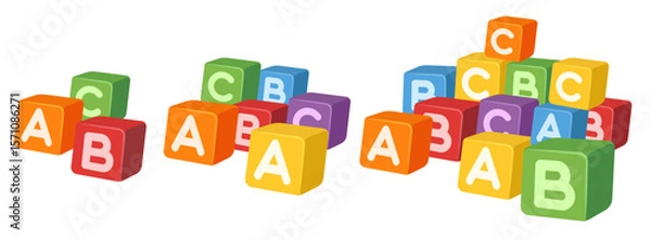 Obraz Vector cartoon image of children's cubes. Concept of children's toys and fun. Element for your design