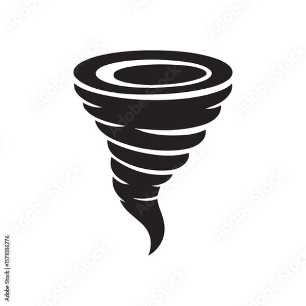 Fototapeta Minimalist tornado silhouette on white background. Tornado icon vector illustration.
