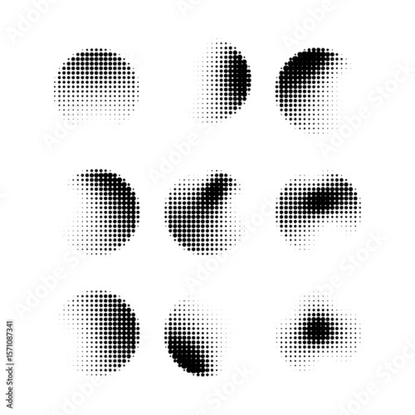Obraz Halftone Dots Abstract Circles in Black and White