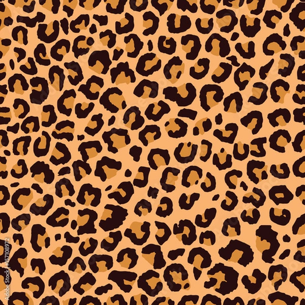 Obraz Seamless orange and black fashion leopard spots pattern vector