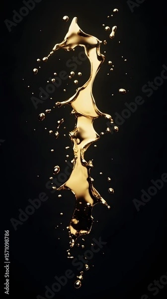 Fototapeta Golden liquid splash against a black background.