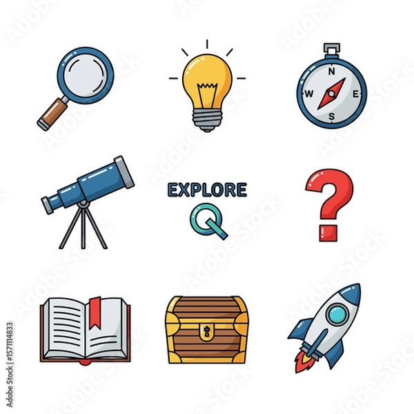 Fototapeta Discovery Icon Set With a Unique, Eye-Catching Style