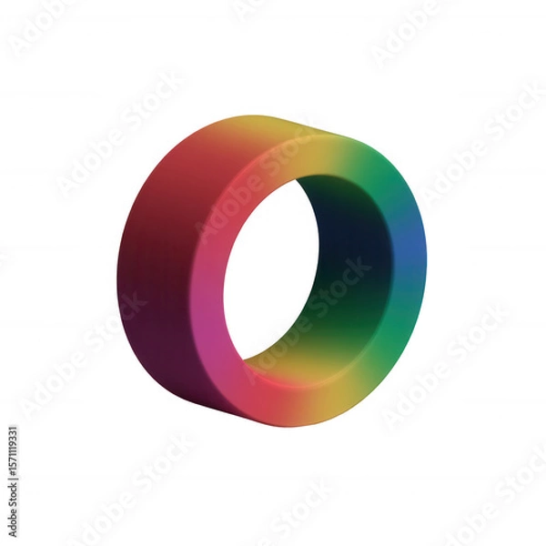 Fototapeta A vibrant, multicolored 3D ring design, showcasing a smooth gradient that blends hues seamlessly. Perfect for digital art, design projects, or creative concepts.