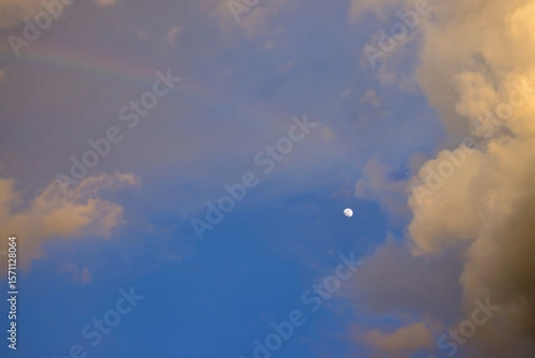Fototapeta moon and rainbow on the sky