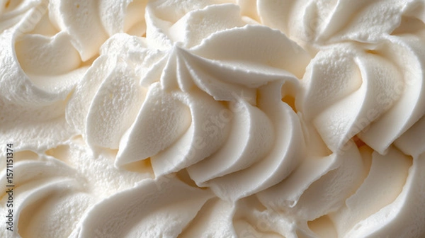 Fototapeta Whipped cream texture close-up. Appetizing background.