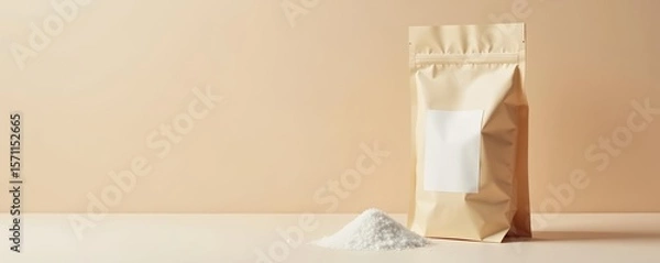 Fototapeta Minimalist design of salt packaging in blank paper bag, product, isolated