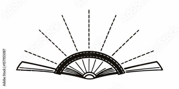Fototapeta Illustration of an open book with radiating lines suggesting knowledge and enlightenment concept design