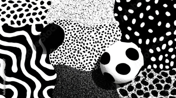 Fototapeta Abstract Black and White Geometric Pattern Design with Various Shapes and Textures