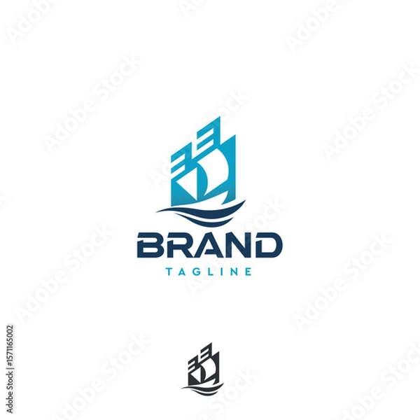 Obraz Yacht building port ship vector logo