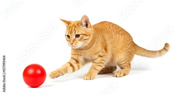 Fototapeta cat playing ball