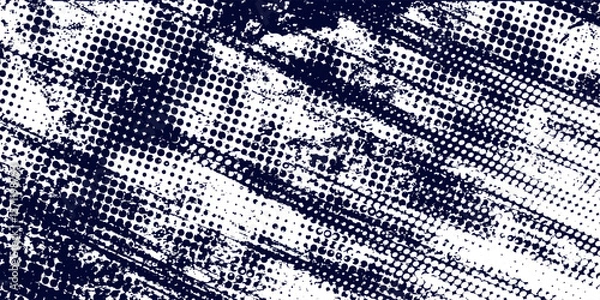 Fototapeta Dots halftone white \u0026 blue color pattern gradient grunge texture background. Dots pop art comics sport style vector illustration