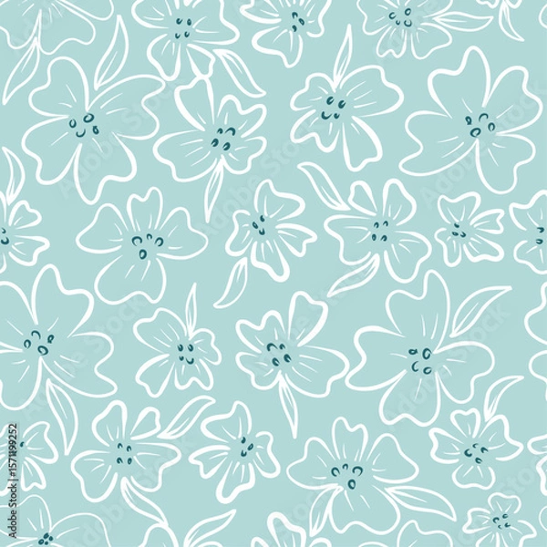 Fototapeta Hand-drawn flowers seamless pattern print design. Vector illustration design for fashion fabrics, textile graphics and prints.