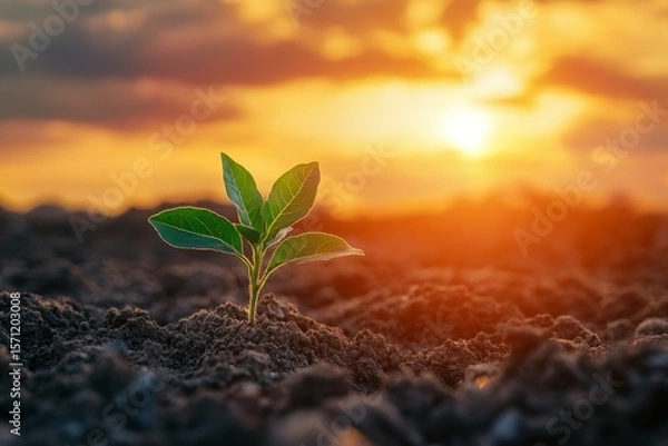 Fototapeta Hope flourishes as a young plant thrives in vibrant, lush fields filled with life and promise.