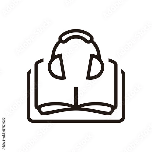 Obraz Audio book of Education and Learning web icons in line style. School, university, textbook, learning. Vector illustration.