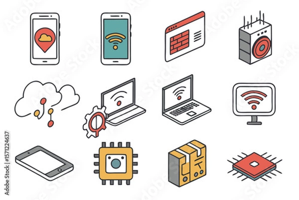 Fototapeta set of icons for mobile devices