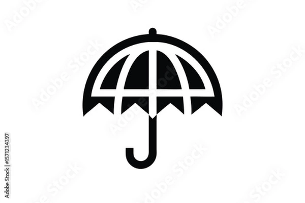 Fototapeta Bold Black Umbrella Icon: Protection, Security, and Financial Stability Concept; Minimalist Graphic Design for Insurance, Banking, and Risk Management Websites, Applications, and Presentations.