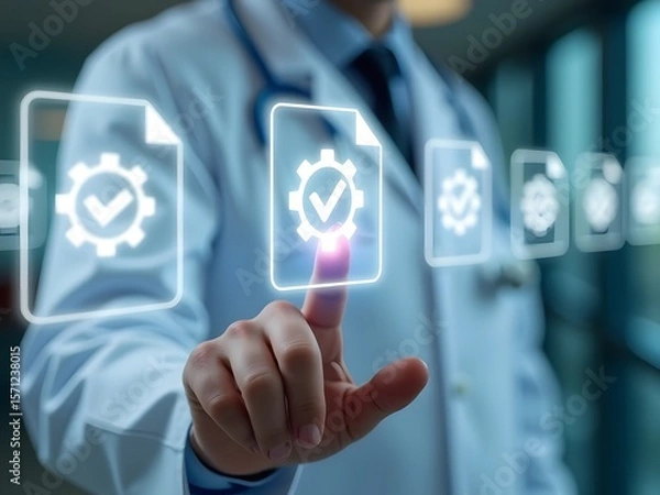 Fototapeta Health Data Management Doctor Accessing Secure Medical Records