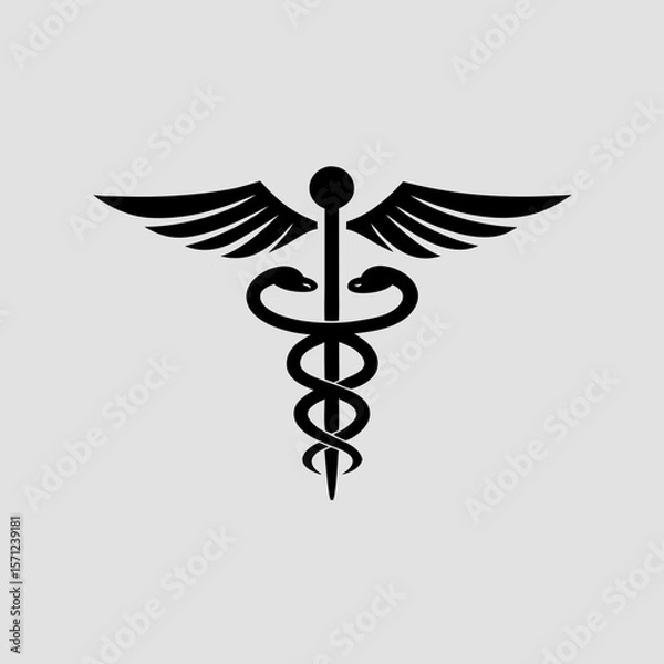 Obraz Black Caduceus on Gray Background