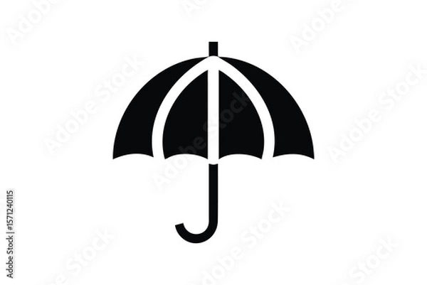 Fototapeta Simple Black Umbrella Icon: Minimalist, Flat Design, Protection Concept, Security Symbol, Insurance Graphic, Weather Icon,  Financial Stability,  Risk Management,  Safeguard,  Clean Vector Illustratio