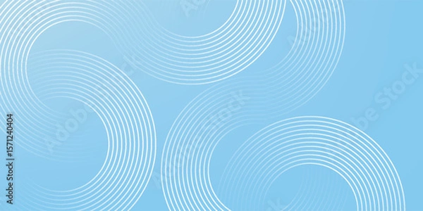 Fototapeta Abstract minimalist banner background, pastel colorful, blue and white gradations. Circle effect style art