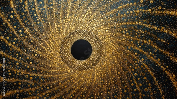 Fototapeta Abstract Gold and Black Particle Background with Dark Center