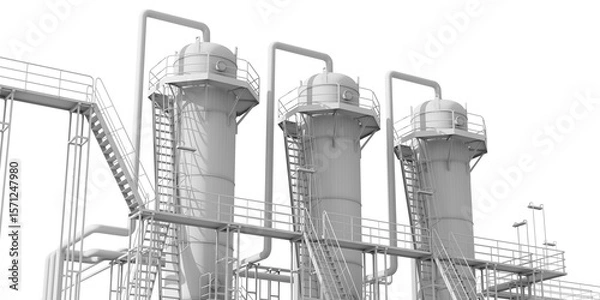Fototapeta Mock up of small facility building isolated on a transparent background. 3d illustration.