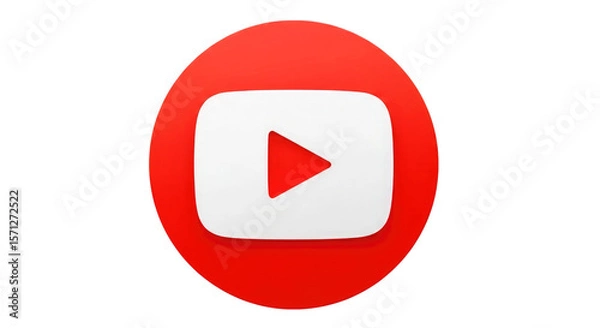 Obraz Red circle with white play button isolated on a transparent background