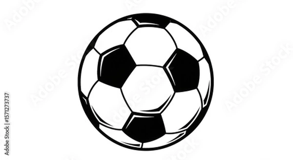 Fototapeta White outline soccer ball on black isolated on a transparent background