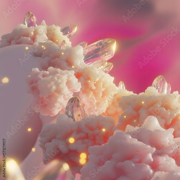 Fototapeta A Fluffy Cave Made of Peach Crystals