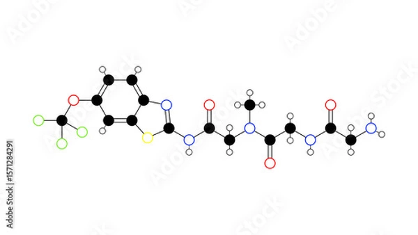Fototapeta troriluzole molecule, structural chemical formula, ball-and-stick model, isolated image neuroprotective agent