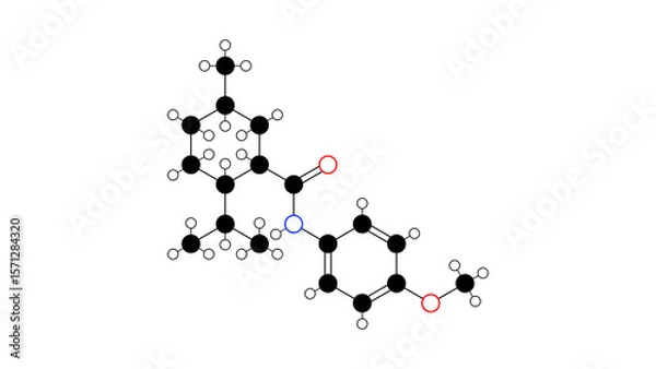 Fototapeta acoltremon molecule, structural chemical formula, ball-and-stick model, isolated image trpm8 agonist