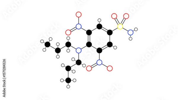 Fototapeta oryzalin molecule, structural chemical formula, ball-and-stick model, isolated image herbicide