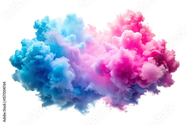 Fototapeta Swirling pink and blue clouds with wispy edges and bright white highlights isolated on a transparent background