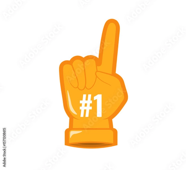 Fototapeta Png success foam supporter with fun cartoon team sport illustration banner background point cheer hand symbol gesture concept design

