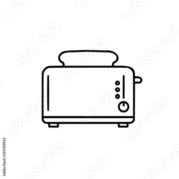 Fototapeta Simple linear vector icon of a kitchen toaster in monochrome style  