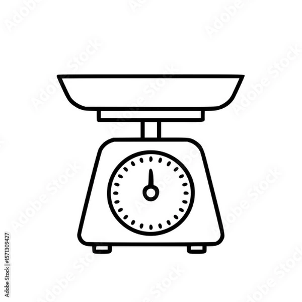 Fototapeta Kitchen scale vector icon in minimalist style on white background  