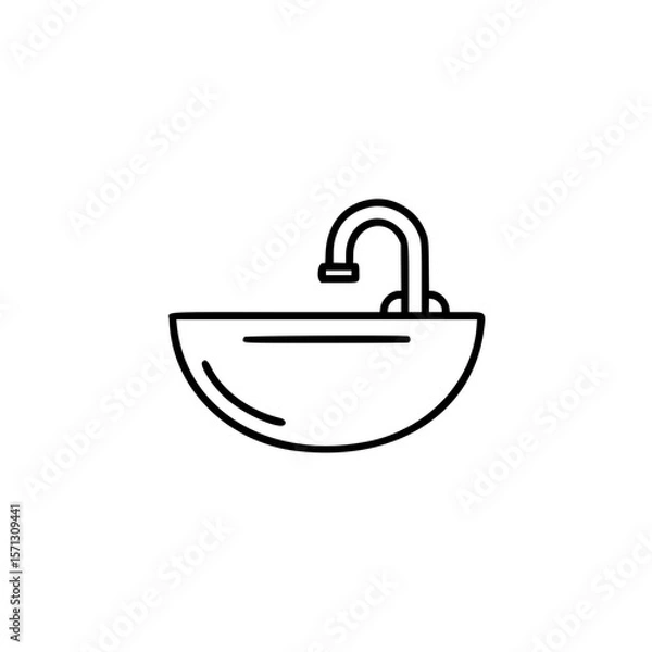 Fototapeta Simple linear vector icon of a sink with a faucet  