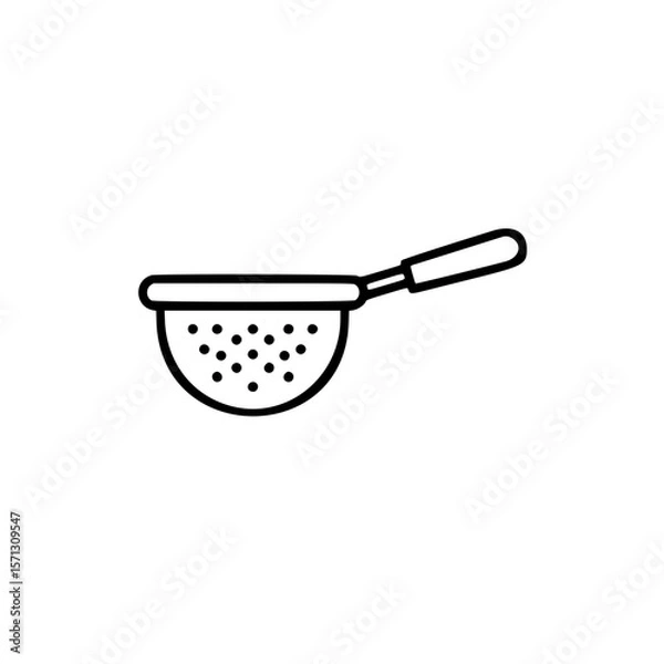 Fototapeta Kitchen strainer for food preparation in simple linear vector icon  