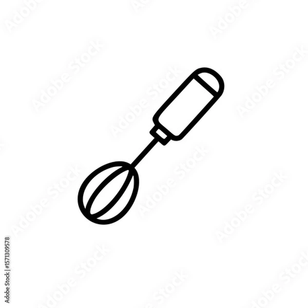 Fototapeta Whisk kitchen tool icon in simple linear vector style  